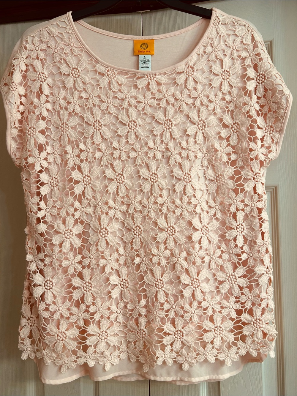 Ruby Rd. Floral Lace Overlay Short Sleeve Top. New Without Tags